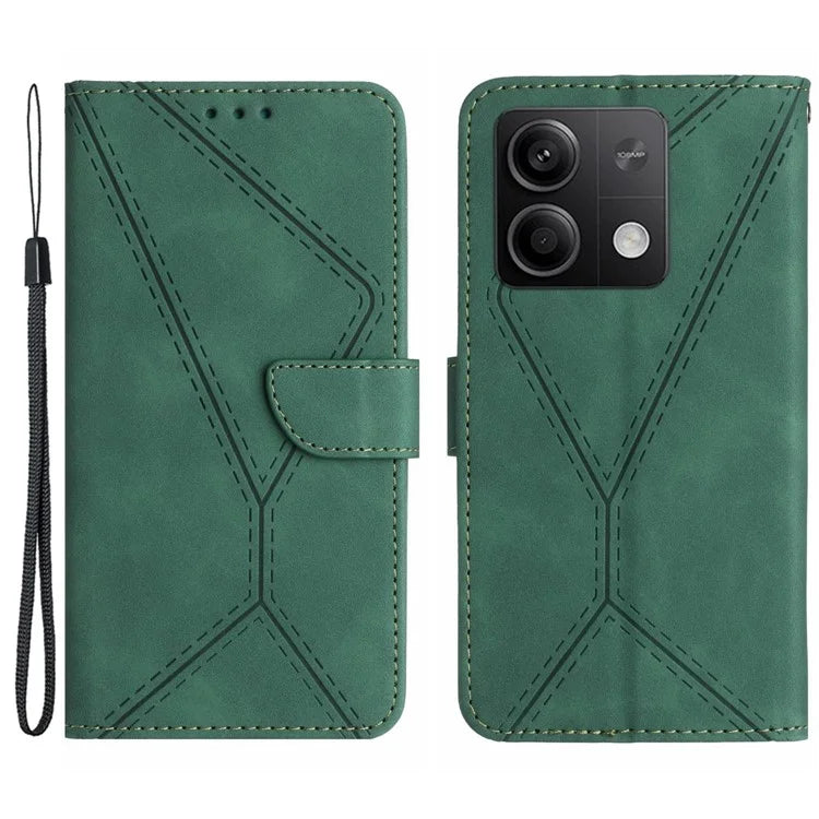 HT05 For Xiaomi Redmi Note 13 4G Magnetic Phone Case Splicing Lines Imprinted Cover