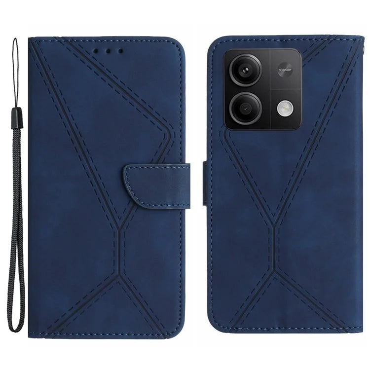 HT05 For Xiaomi Redmi Note 13 4G Magnetic Phone Case Splicing Lines Imprinted Cover