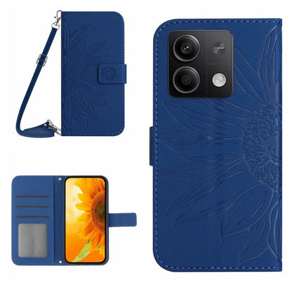 HT04 For Xiaomi Redmi Note 13 4G Magnetic Phone Case Sunflower Imprint Leather Cover