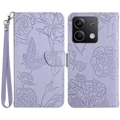 HT03 For Xiaomi Redmi Note 13 4G Case Leather Imprinted Phone Wallet Cover with Hand Strap