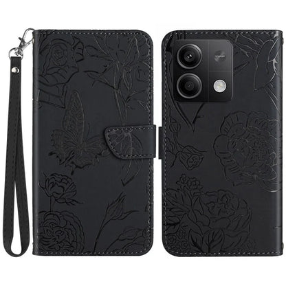 HT03 For Xiaomi Redmi Note 13 4G Case Leather Imprinted Phone Wallet Cover with Hand Strap