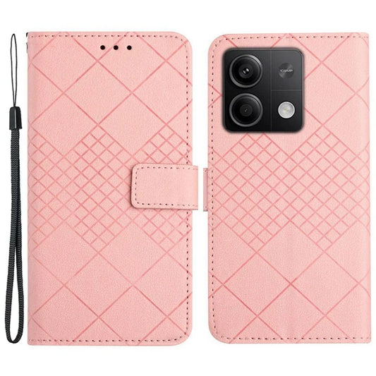 HT06 For Xiaomi Redmi Note 13 4G Wallet Case Rhombus Pattern Flip Leather Cover