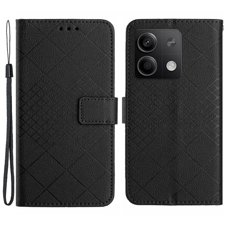 HT06 For Xiaomi Redmi Note 13 4G Wallet Case Rhombus Pattern Flip Leather Cover