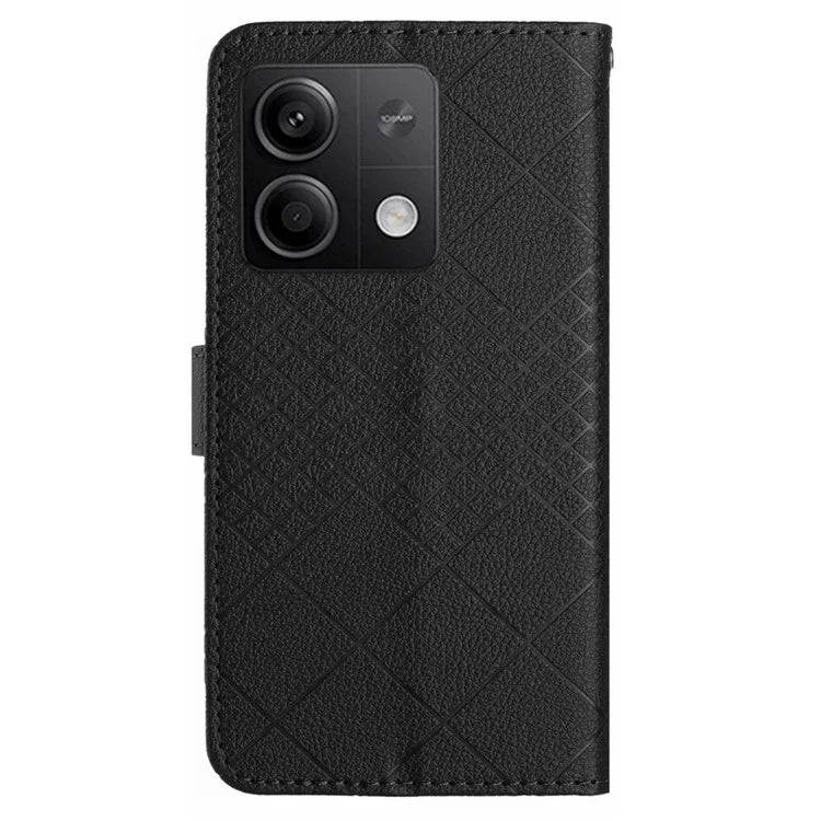 HT06 For Xiaomi Redmi Note 13 4G Wallet Case Rhombus Pattern Flip Leather Cover