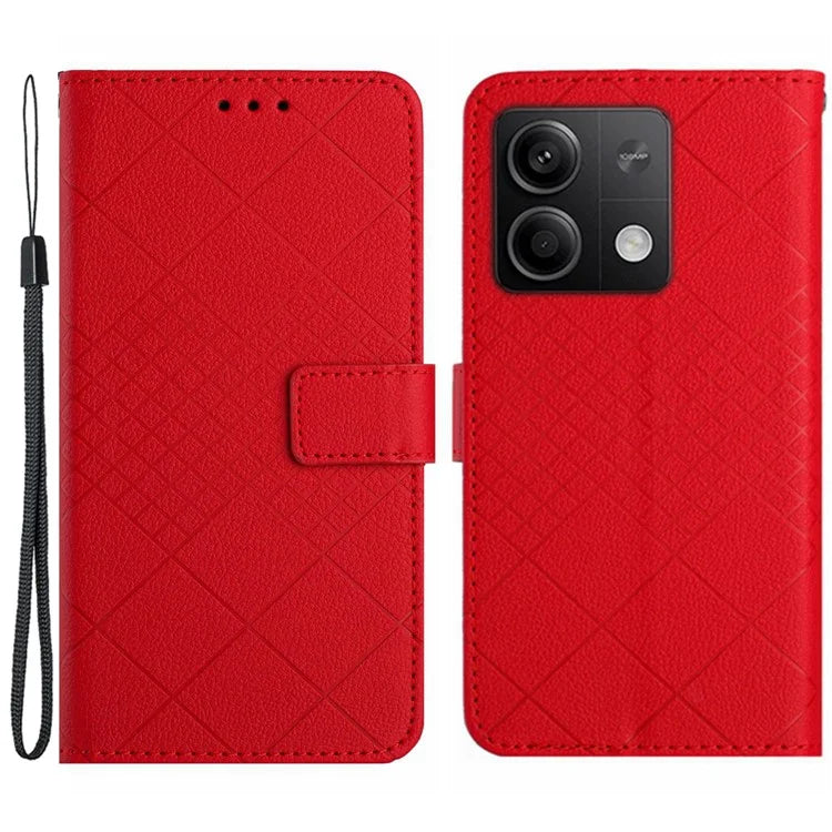 HT06 For Xiaomi Redmi Note 13 4G Wallet Case Rhombus Pattern Flip Leather Cover