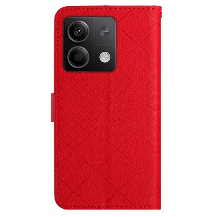 HT06 For Xiaomi Redmi Note 13 4G Wallet Case Rhombus Pattern Flip Leather Cover
