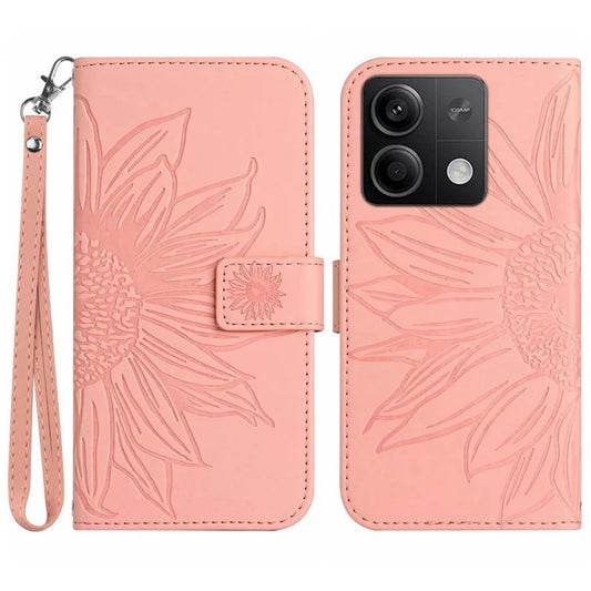 HT04 For Xiaomi Redmi Note 13 4G Leather Wallet Flip Cover Sunflower Pattern Phone Case
