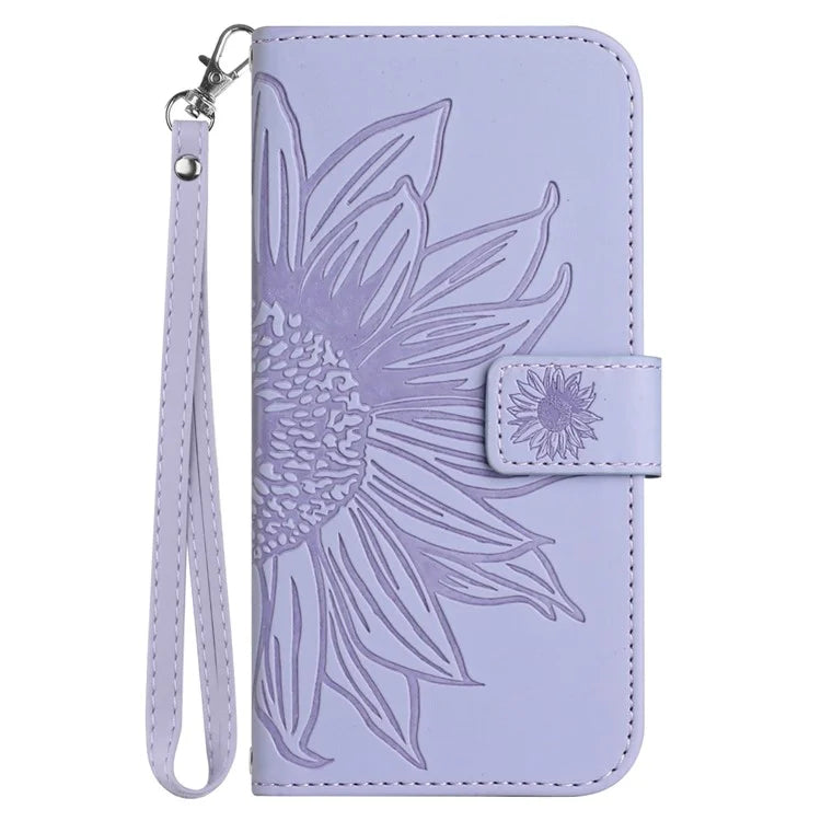 HT04 For Xiaomi Redmi Note 13 4G Leather Wallet Flip Cover Sunflower Pattern Phone Case
