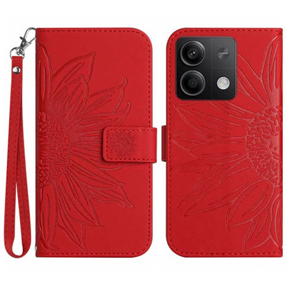HT04 For Xiaomi Redmi Note 13 4G Leather Wallet Flip Cover Sunflower Pattern Phone Case