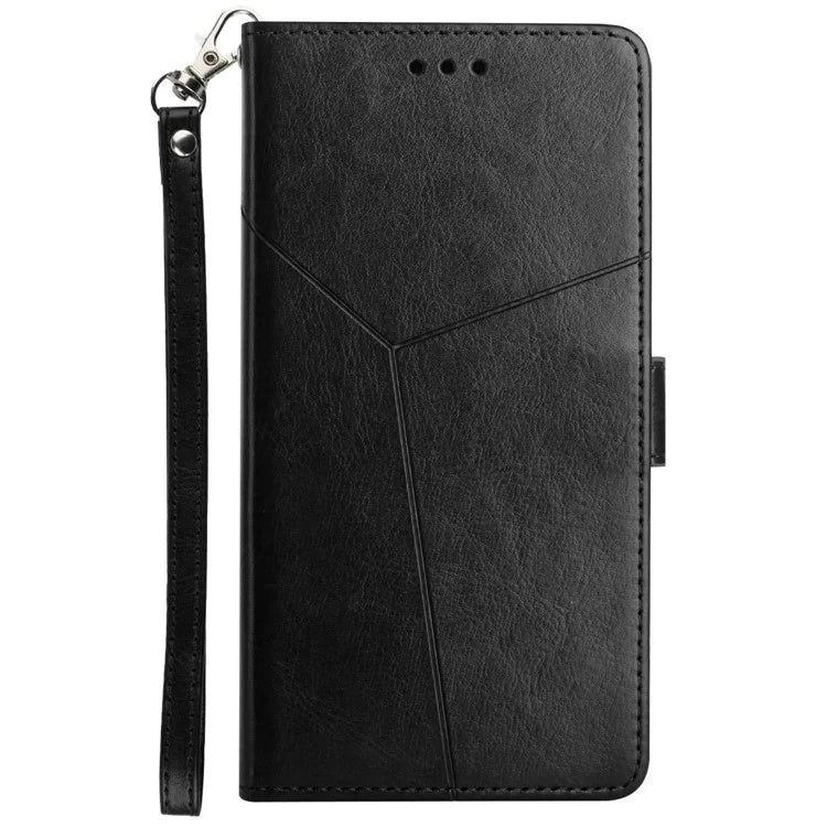 HT01 For Realme C67 4G Case Y-shaped Line Imprinted Foldable Stand Phone Cover