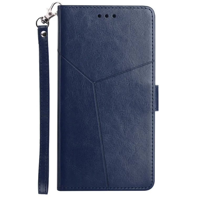 HT01 For Realme C67 4G Case Y-shaped Line Imprinted Foldable Stand Phone Cover