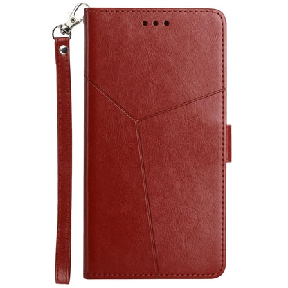 HT01 For Realme C67 4G Case Y-shaped Line Imprinted Foldable Stand Phone Cover
