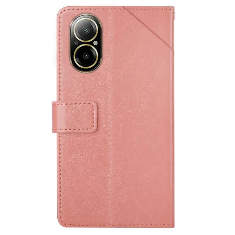 HT01 For Realme C67 4G Case Y-shaped Line Imprinted Foldable Stand Phone Cover