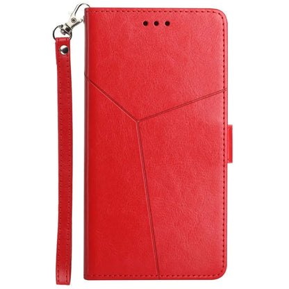 HT01 For Realme C67 4G Case Y-shaped Line Imprinted Foldable Stand Phone Cover