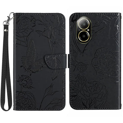 HT03 For Realme C67 4G Phone Case Leather Skin-touch Card Slots Cover with Hand Strap