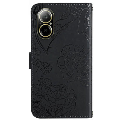 HT03 For Realme C67 4G Phone Case Leather Skin-touch Card Slots Cover with Hand Strap