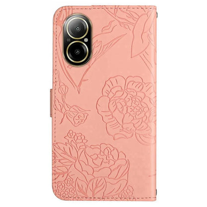 HT03 For Realme C67 4G Phone Case Leather Skin-touch Card Slots Cover with Hand Strap