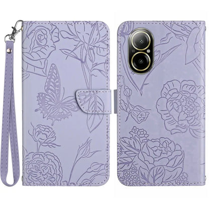 HT03 For Realme C67 4G Phone Case Leather Skin-touch Card Slots Cover with Hand Strap