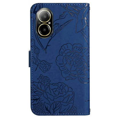 HT03 For Realme C67 4G Phone Case Leather Skin-touch Card Slots Cover with Hand Strap