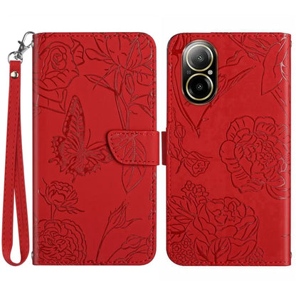 HT03 For Realme C67 4G Phone Case Leather Skin-touch Card Slots Cover with Hand Strap