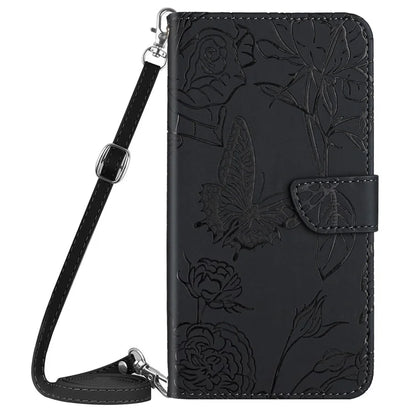 HT03 For Realme C67 4G Case Imprinted Stand Leather Phone Cover with Shoulder Strap