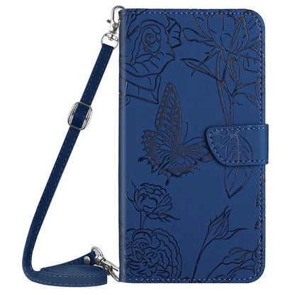 HT03 For Realme C67 4G Case Imprinted Stand Leather Phone Cover with Shoulder Strap