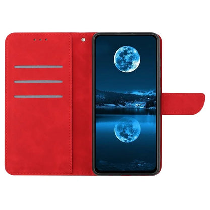 HT05 For Realme C67 4G Case Wallet Imprinted Line Phone Cover with Wrist Strap
