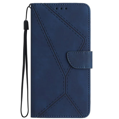 HT05 For Realme C67 4G Case Wallet Imprinted Line Phone Cover with Wrist Strap