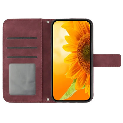 HT04 For Realme C67 4G Leather Phone Case Sunflower Pattern Flip Wallet Cover with Hand Strap