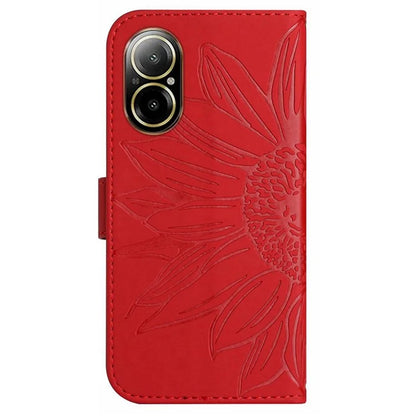HT04 For Realme C67 4G Leather Phone Case Sunflower Pattern Flip Wallet Cover with Hand Strap