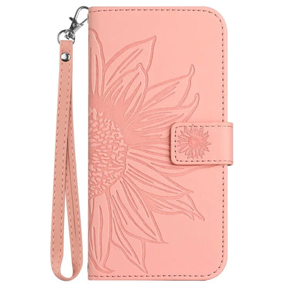 HT04 For Realme C67 4G Leather Phone Case Sunflower Pattern Flip Wallet Cover with Hand Strap