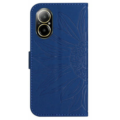HT04 For Realme C67 4G Leather Phone Case Sunflower Pattern Flip Wallet Cover with Hand Strap