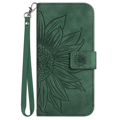 HT04 For Realme C67 4G Leather Phone Case Sunflower Pattern Flip Wallet Cover with Hand Strap