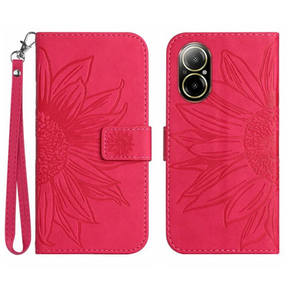 HT04 For Realme C67 4G Leather Phone Case Sunflower Pattern Flip Wallet Cover with Hand Strap