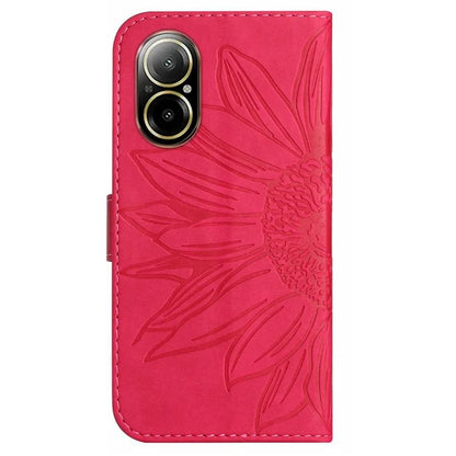 HT04 For Realme C67 4G Leather Phone Case Sunflower Pattern Flip Wallet Cover with Hand Strap