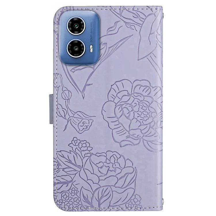 HT03 For Motorola Moto G04 4G/G24 4G Phone Case Skin-touch Imprinted Butterfly Flower Cover