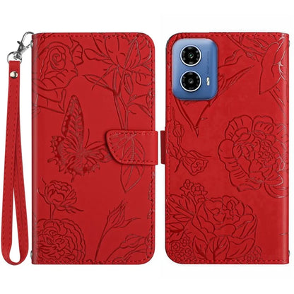 HT03 For Motorola Moto G04 4G/G24 4G Phone Case Skin-touch Imprinted Butterfly Flower Cover