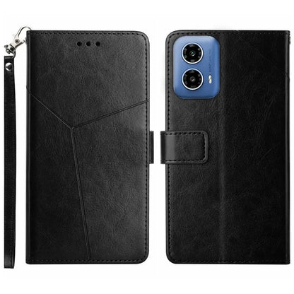 HT01 For Motorola Moto G04 4G / G24 4G Phone Case Imprinted Y-shaped Line PU Leather+TPU Cover