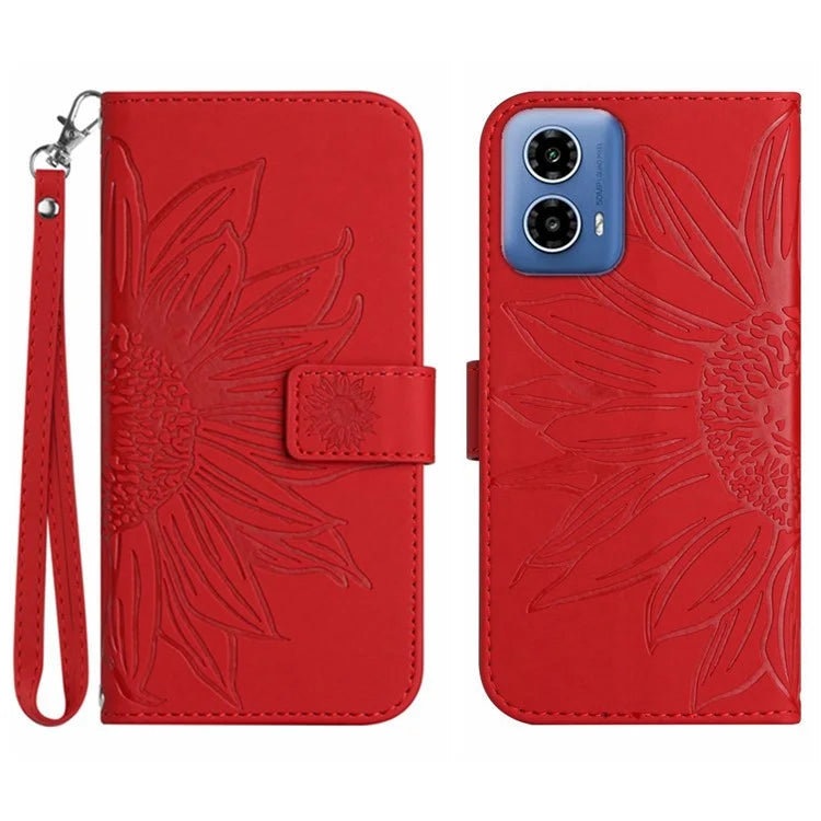 HT04 For Motorola Moto G04 4G / G24 4G Phone Case Sunflower Pattern Handbag Cover