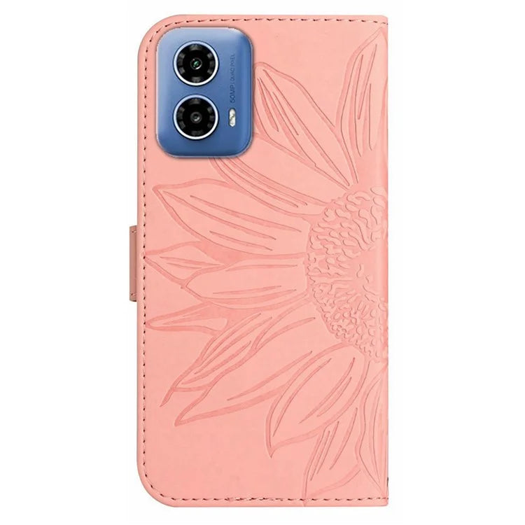 HT04 For Motorola Moto G04 4G / G24 4G Phone Case Sunflower Pattern Handbag Cover
