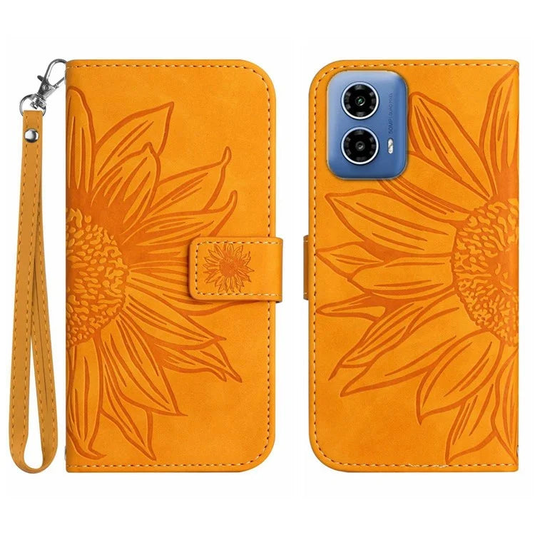 HT04 For Motorola Moto G04 4G / G24 4G Phone Case Sunflower Pattern Handbag Cover