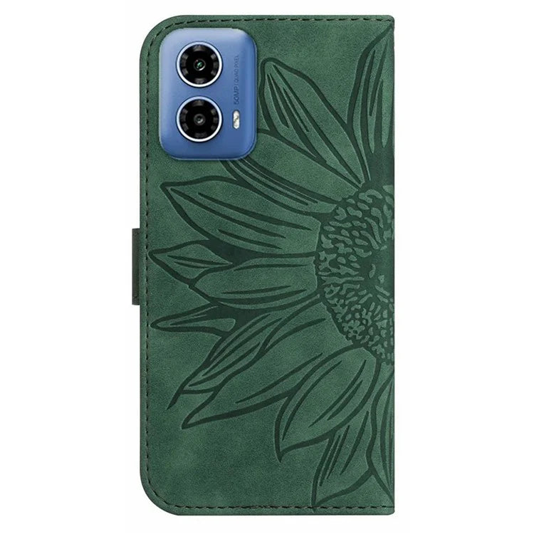 HT04 For Motorola Moto G04 4G / G24 4G Phone Case Sunflower Pattern Handbag Cover