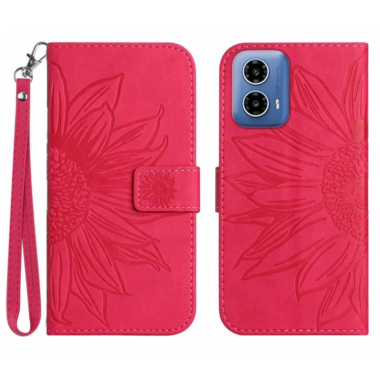 HT04 For Motorola Moto G04 4G / G24 4G Phone Case Sunflower Pattern Handbag Cover