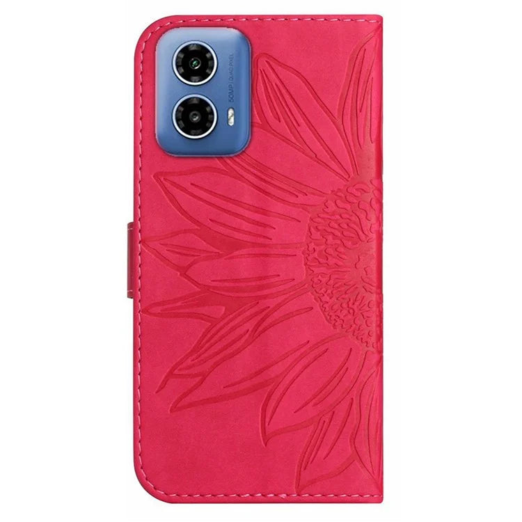 HT04 For Motorola Moto G04 4G / G24 4G Phone Case Sunflower Pattern Handbag Cover