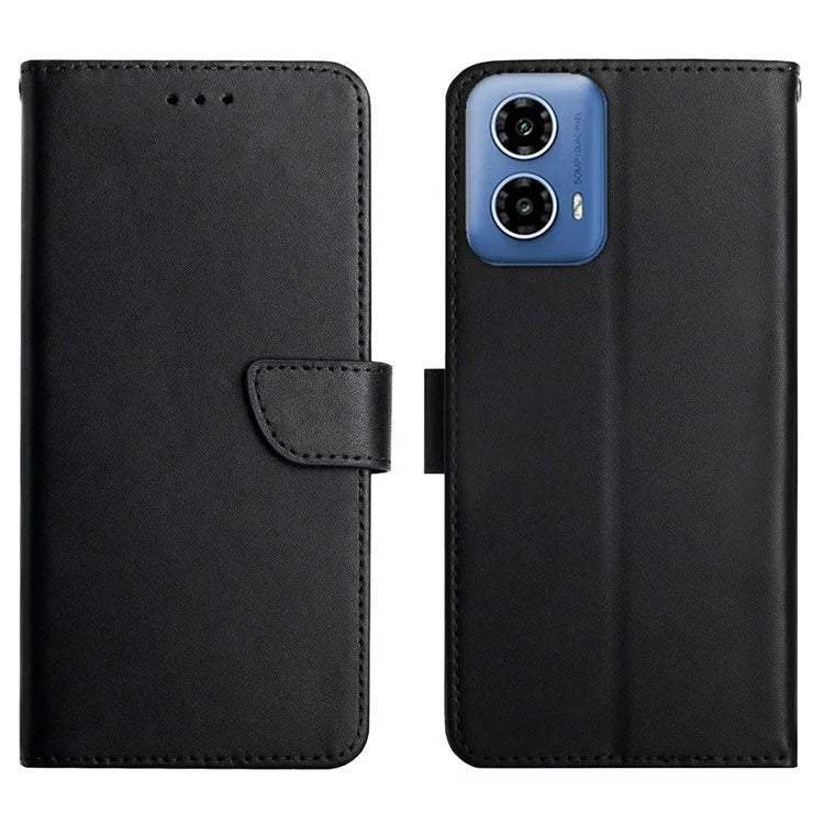 HT02 For Motorola Moto G04 4G / G24 4G Phone Case Wallet Card Slots Cover Nappa Texture
