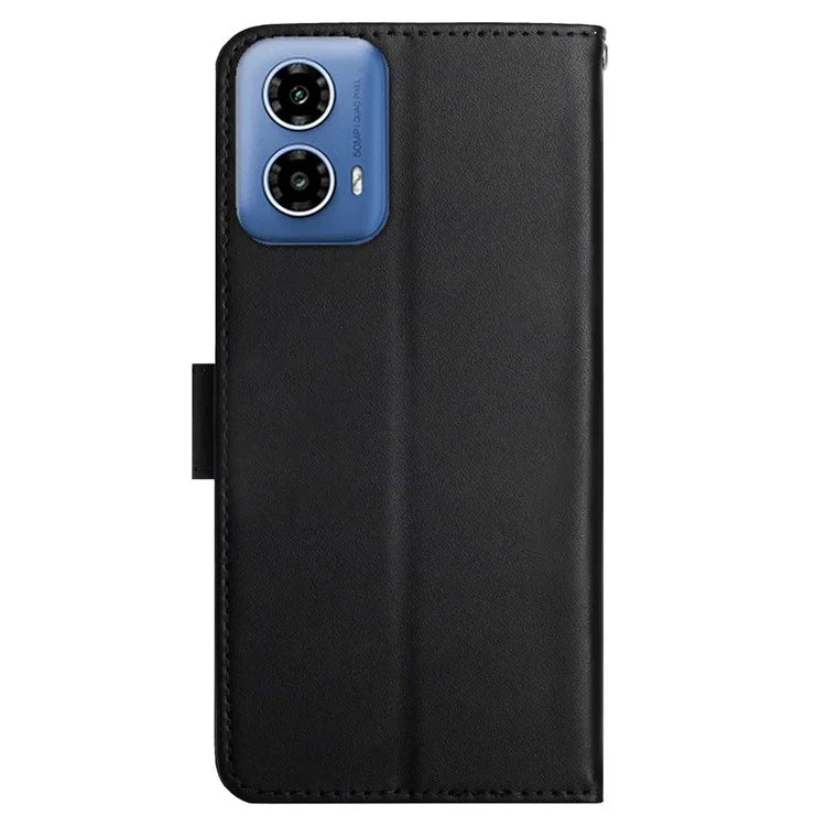 HT02 For Motorola Moto G04 4G / G24 4G Phone Case Wallet Card Slots Cover Nappa Texture