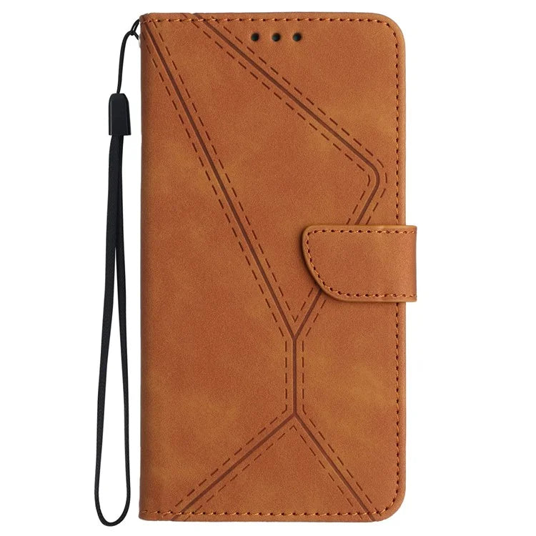 HT05 For Motorola Moto G04 4G/G24 4G Magnetic Case Skin-touch Leather Imprinted Line Cover