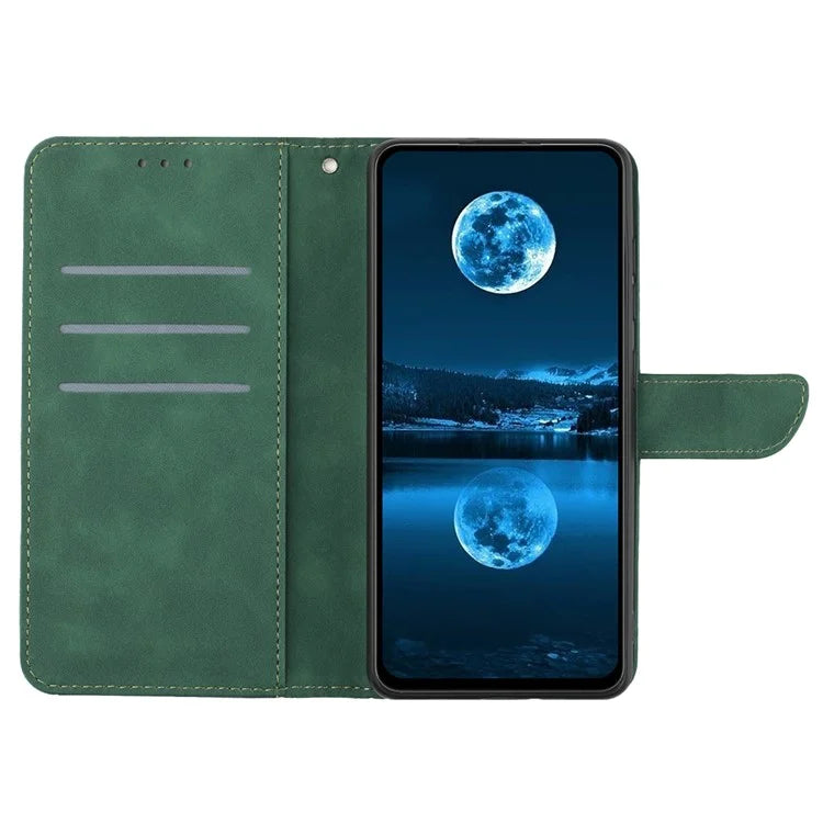 HT05 For Motorola Moto G04 4G/G24 4G Magnetic Case Skin-touch Leather Imprinted Line Cover