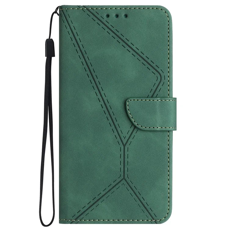 HT05 For Motorola Moto G04 4G/G24 4G Magnetic Case Skin-touch Leather Imprinted Line Cover