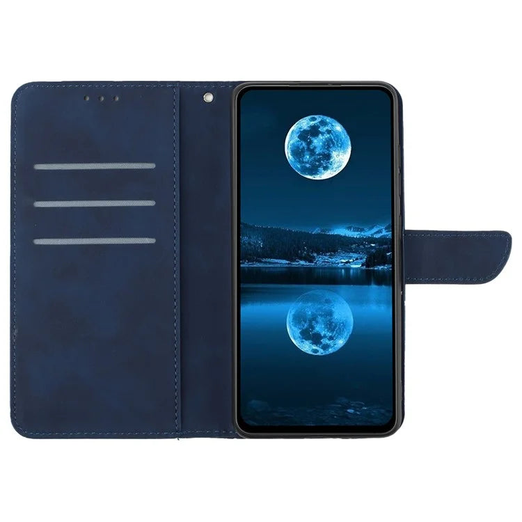 HT05 For Motorola Moto G04 4G/G24 4G Magnetic Case Skin-touch Leather Imprinted Line Cover
